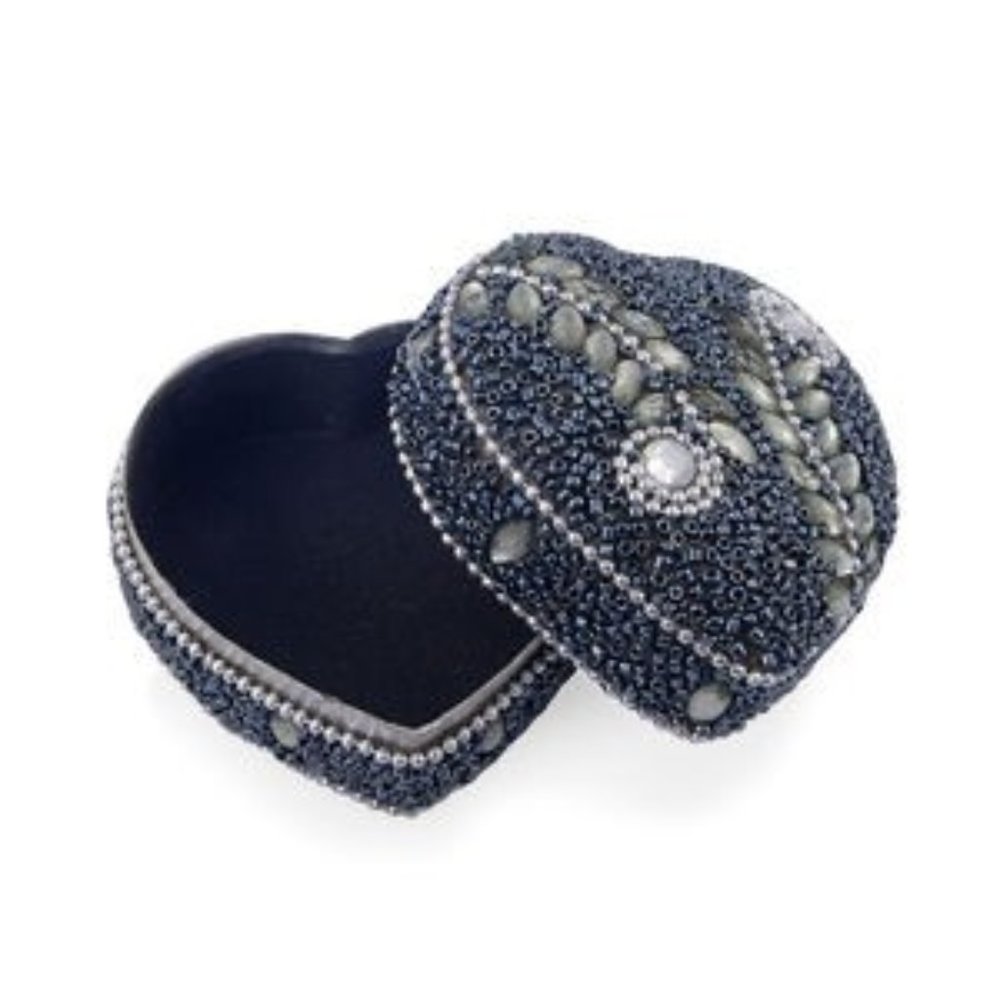 Handcrafted Set(3) Blue Beaded Mini Storage Boxes - Picture 7 of 7